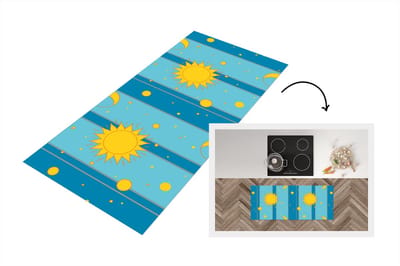 Keukenloper - Loper keuken - Zon - Maan - Design - 120x50 cm - Keukenloper vinyl