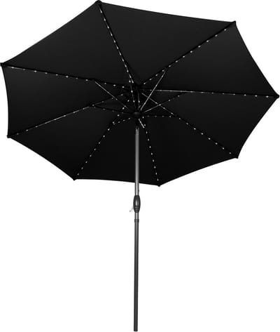 Kantelbare stokparasol - zwart - 2.7 m - led verlichting