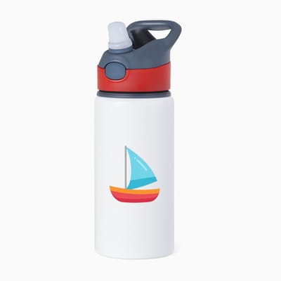 Hacebo® - Zeilboot waterfles met rietje rood - Boten - schippers - Boot - kapitein - water fles - 650ML
