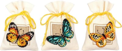 Vervaco - Kruidenzakje kit - Vlinders set van 3 - PN-0147918 - Borduren - Borduurpakket - Borduurpakket volwassenen - Borduurpakket kind