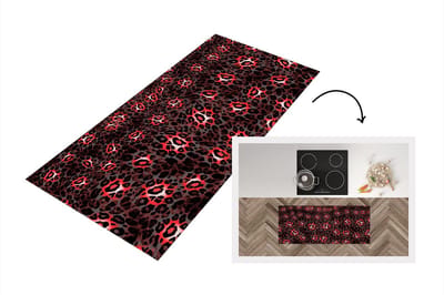 Keukenloper - Loper keuken - Panterprint - Rood - Vacht - 120x50 cm - Keukenloper vinyl