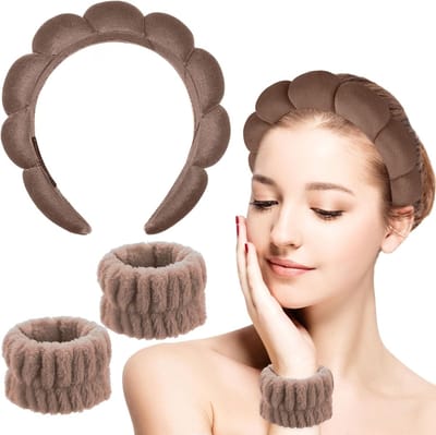 Set van 3 zachte hoofdbanden voor gezicht reinigen, make-up verwijderen en huidverzorging, ideaal voor yoga, sport en douchen