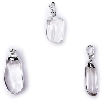 Bergkristal edelsteenhanger met geboord oog en kapje -- ±2-3 cm