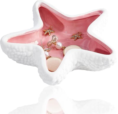 Dailygoody - Sieraden Organizer - Keramische Ring Houder - Roze - Decoratieve Schotel - Oorbellen en Ketting Opslag - Geschikt voor Thuis - Kleur: Roze