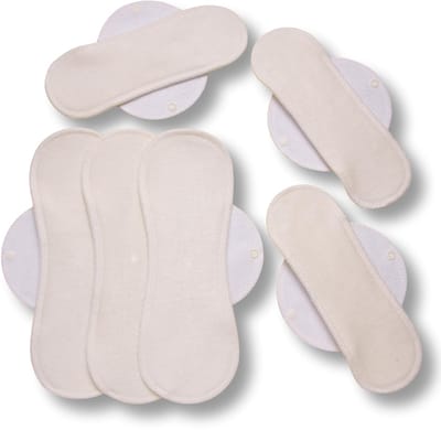 Racman - wasbare incontinentie inlegkruisjes - set 6 stuks - naturel kleur biologische katoen