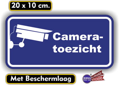 Jerma - Cameratoezicht - Sticker - 20 x 10 cm - Zelfklevend - Weerbestendig - Vinyl