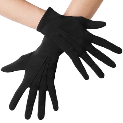 dressforfun - Handschoenen met biezen zwart - verkleedkleding kostuum halloween verkleden feestkleding carnavalskleding carnaval feestkledij partykleding - 303662