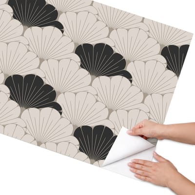 Coloray Meubel Wrap Folie - Beige Meubelfolie - 75x150 cm - Wrapfolie Keuken Bloemmotieven - Decoratiefolie - Modern Meubelfolie - Meubel Wrap Folie - Woonkamer decoratie - Bloemen en planten