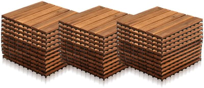 Akazienhout Terrastegels 30x30cm FSC-gecertificeerd 88 Stuks = 8m² Kliksysteem Zonder Gereedschap