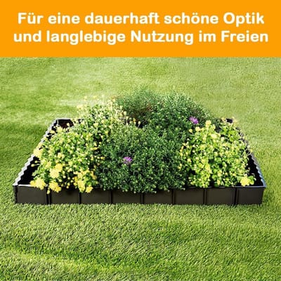 Edgar gazonrandenset, 12-delig, flexibele border, 4,5 m, in elkaar grijpend systeem voor tuinpaden en borders, kunststof border, bloembedrand