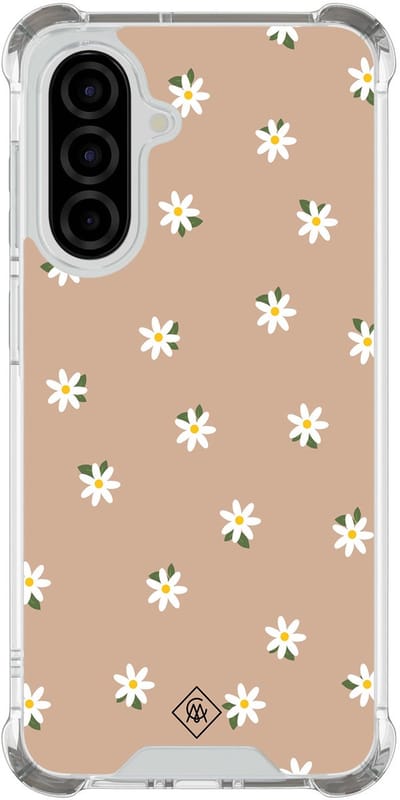 Casimoda® hoesje - Geschikt voor Samsung Galaxy A36 - Sweet Daisies - Shockproof case - Extra sterk - TPU/polycarbonaat - Bruin/beige, Transparant