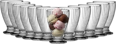 Urban Living IJscoupes/ijsschaaltjes - 12x stuks - 280 ml - glas - met relief - dessertschaaltje