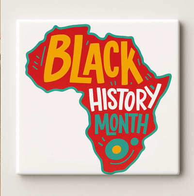 Black History Month Keramische Tegel 15x15 cm – Afrika Kaart Ontwerp met Levendige Kleuren – Inspirerende Wanddecoratie & Perfect Cadeau voor Culturele Viering
