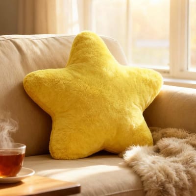 Ster Kussen - Pluche Decoratie - Kinderkamer Aankleden - Huidvriendelijk Materiaal - 30 cm - Geel