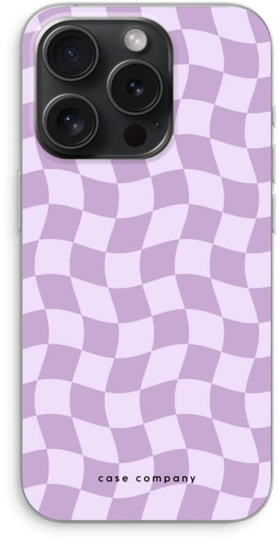 Case Company® - Hoesje geschikt voor iPhone 15 Pro hoesje - Grid Paars - Soft Cover Telefoonhoesje - Bescherming aan alle Kanten en Schermrand