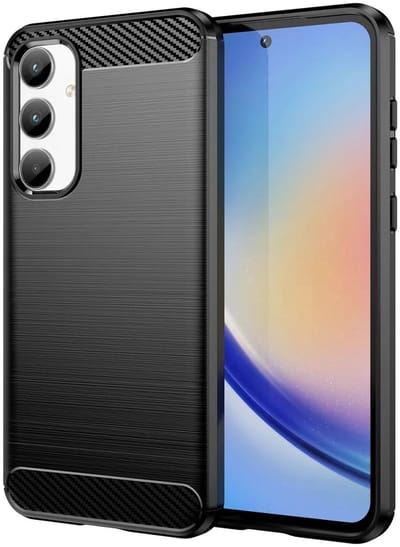 Geborsteld TPU Hoesje Geschikt voor Samsung Galaxy A35 | Beschermhoes | Back Cover | Flexibel TPU | Stijlvol Carbon | Dun | Zwart