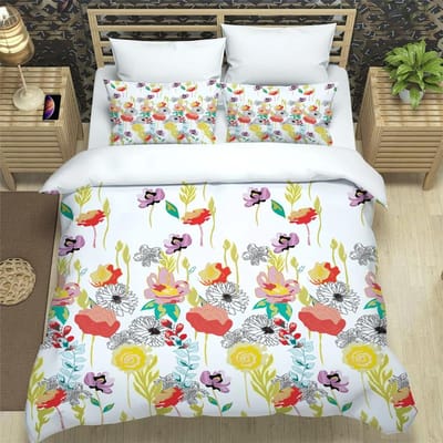 Bloemen Beddengoed Set Dekbed Dekbedovertrek Kussenslopen Klaprozen van Lente Seizoen Pastorale Bloemen Bot Beddengoedovertrek Tweepersoonsbed Set AU Single(140x210cm)