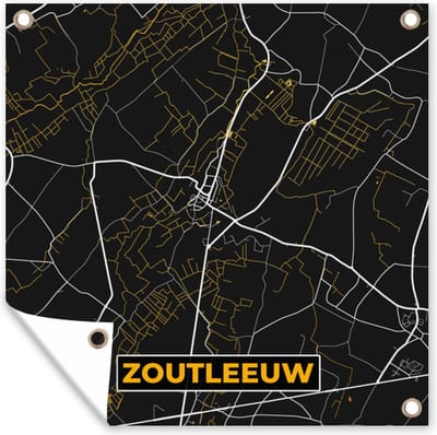 Tuin poster Plattegrond - Kaart - Zoutleeuw - Stadskaart - Goud - 200x200 cm - Tuindoek