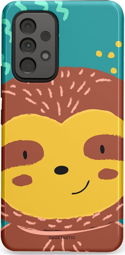 Casetastic hoesje geschikt voor Samsung Galaxy A53 (2022) 5G - Dubbellaagse bescherming - Vrolijke luiaard - Fashion Case - Terracotta Petrol Goud