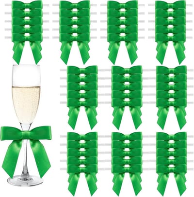 SnelShoppen - 50 Stuks Groene Cadeaubogen - Zelfklevende Versieringen van Dubbelzijdig Polyester Satijn - Perfect voor Trouwen, Communie en Feestdagen