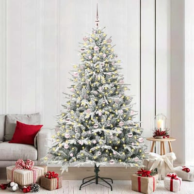 vidaXL - Kunstmatige - Voorverlichte - Kerstboom - met - Ballenset - Groen - 240 - cm