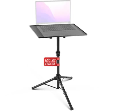 PyleLaptop Stand, PC/ Projector Standaard, Draagbare Studiostandaard voor DJ-Apparatuur, Met Verstelbare Hoogte, Zwart