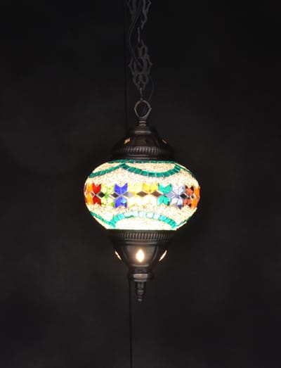 Oosterse lamp - hanglamp multicolour - 1 stuk - handgemaakt mozaïek glas