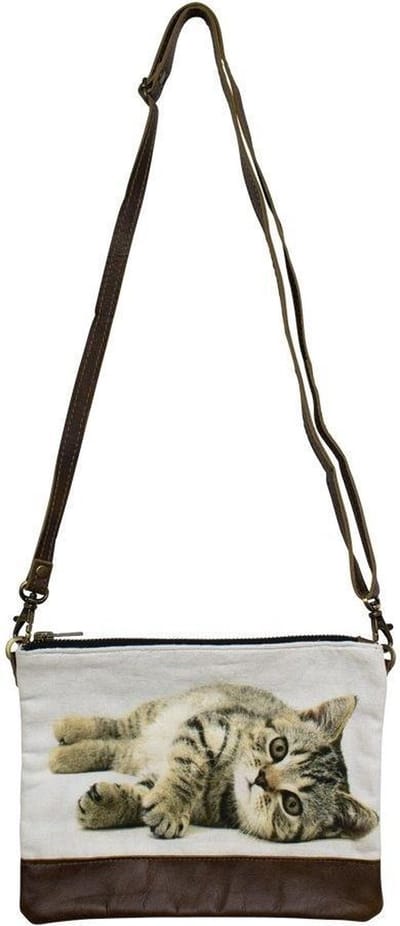 canvas crossbody tas poes liggend