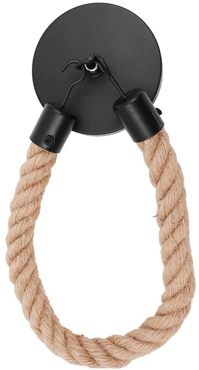 Dailygoody - Vintage touw handdoekhouder - Industriële toiletpapierhouder - Decoratie voor badkamer en keuken - Ouderwets bruin - Handgemaakt van jute