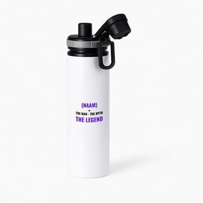 Hacebo® - the man the myth the legend met je eigen naam waterfles met draaidop grijs - iemand die een legend is - de man - myth - mythe - legendarisch - verjaardagscadeau - verjaardag - cadeau - kado - geschenk - water fles - 850ML