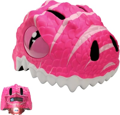 Crazy Safety - Kinderfietshelm - Fietshelm voor kinderen - Roze Dino - EN1078 Gecertificeerd - Maat S - 49/54 cm verstelbaar