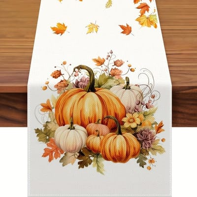 1 stuks Herfst Thanksgiving Dag Tafelkleed - Pompoen & Zonnebloem Herfstontwerp45x30, 90x33, 150x33, 180x33, 220x33,260x33 150x33cm beige