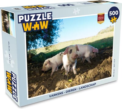 Puzzel Varkens - Dieren - Landschap - Legpuzzel - Puzzel 500 stukjes