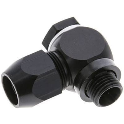 12x6mm & G1/4'' Aluminium L-Vorm Knelfitting Buitendraad 10bar Kunststof en Polyamide
