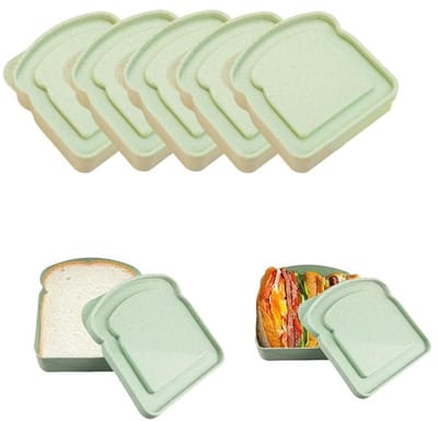 KZQ Lunchboxen - - Plastic Sandwichvormen-5 herbruikbare sandwichboxen met deksels, vaatwasser- en magnetronbestendig - Geschikt voor school, werk, kamperen, kantoor - Toastvorm,groente