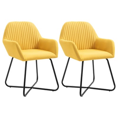 vidaXL - Eetkamerstoelen - 2 - st - stof - geel