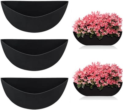 3 stuks 35 cm plantenbakmandvoeringen vilt bloem mand voeringen vilt vervanging kokosnoot voering voor wandmontage plantenbak tuin hek bloem venster manden pot (zwart)