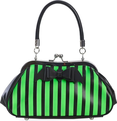 Banned Night of Mystery Handtas Groen-zwart - gestreept - (bxhxd) ca. 29cm x 15cm x 12cm