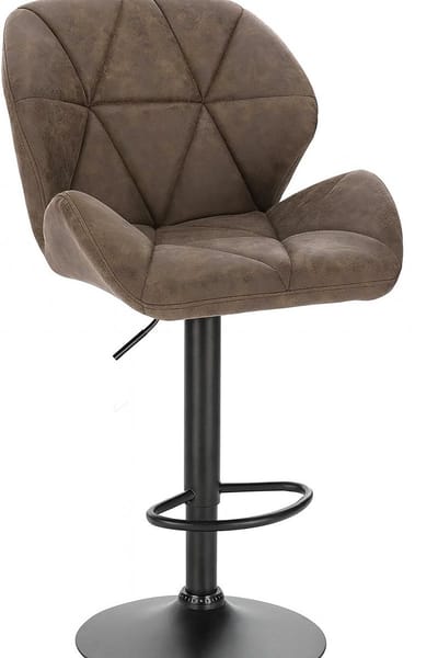 Barkruk - Bruin Kunstleer - Rugleuning - Verstelbaar - Zithoogte 60-82cm