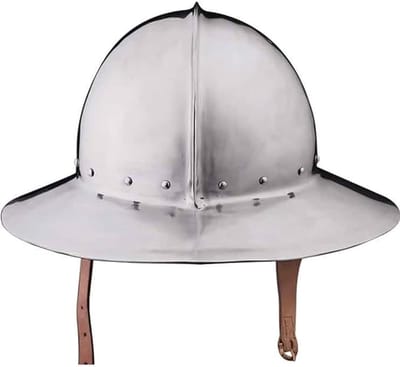 Kettle Helm - Ridder Helm - Historische Re-enactment - 18 Gauge Staal - Maat M - Zilver