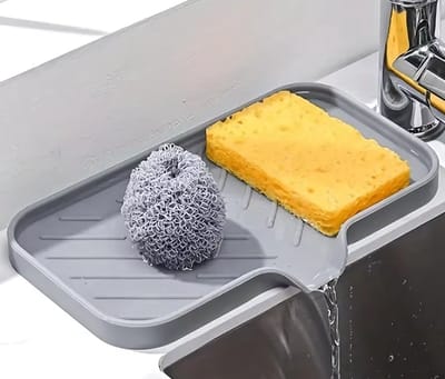 Rieba® Afdruipmat – 15 x 24.5 cm - Siliconen Mat met Afvoer – Droogmat – Afvoerpad Organizer - Gootsteen - Keuken – Badkamer – Accessoires voor Aanrecht - Siliconen Mat met Afvoer – Antislip - Grijs