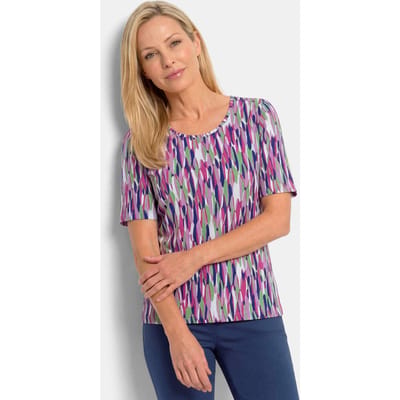 Shirt met grafisch patroon - bessen / lichtgroen / gedess. - Gr. 19 van Goldner Fashion
