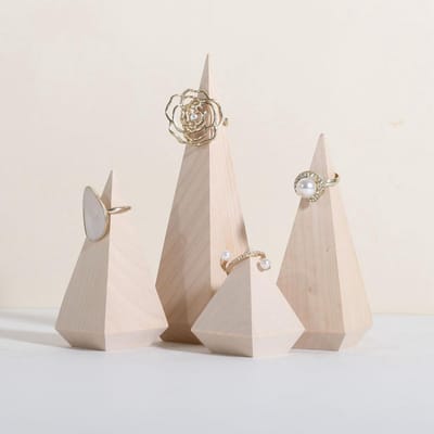 Ring Display Houders - Sieraden Organizers - Fotografie Props - Natuurlijk Hout - 4 stuks - Wit