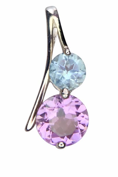 925 Zilveren Hanger met Natuurlijke Amethist en Blauwe Topaas - Rhodium Plated - Edelsteen Pendant Dames