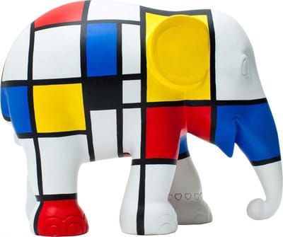 Elephant parade Hommage to Mondriaan 30 cm Handgemaakt Olifantenstandbeeld