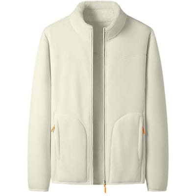 Herfst Winter Heren Jas Opstaande Kraag Rits Lange Mouw Dik Koraalfleece Vest Zacht Effen Kleur Grote Maat Koudebestendig L
