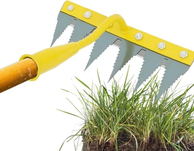 Tuinhark Nivelleergereedschap - Bodemegalisator - Bodem Voorbereiden - Ergonomisch S-vorm Ontwerp - 32 cm Breed - Geel Zilver