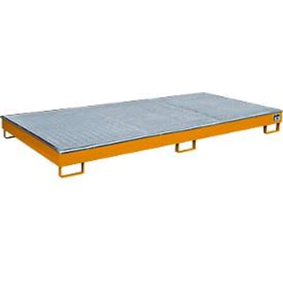 Bauer legbordbak RW-GR 2700-1 PE, met PE inzet en rooster, L 2665 x B 1315 x H 210 mm, gelakt, geel-oranje RAL 2000