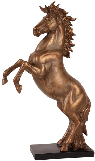 Baroque - Decoratief beeld of figuur - Beeld Paard 43,5 cm - Bronskleurig - Resin - 43.5x10x23.5 - Polyresin
