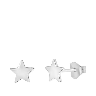 Lucardi Dames Oorbellen rhodiumplated galaxy ster - Oorbellen - Cadeau - Echt Zilver - Zilverkleurig
